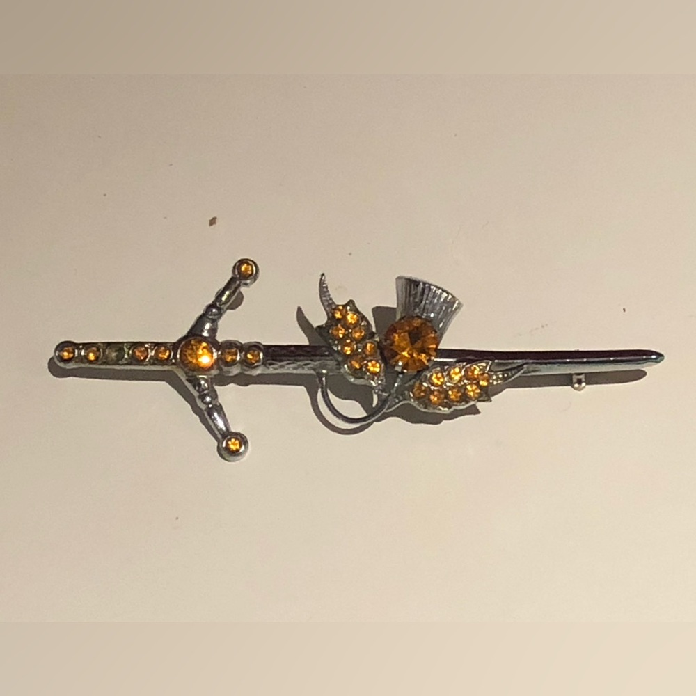Mizpah Celtic Sword With Thistle Brooch